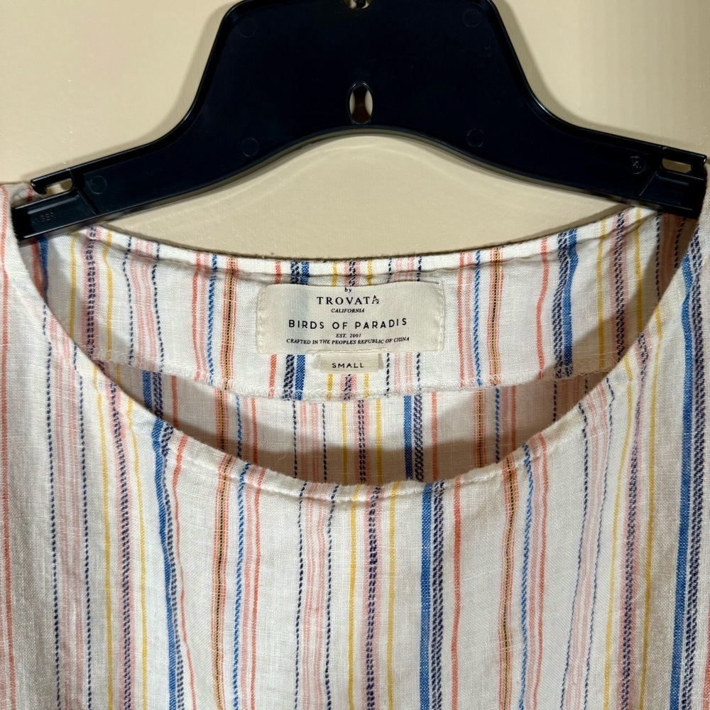 Trovata Birds of Paradis Cali Striped Blouse size Small - Picture 3 of 5